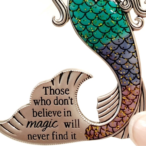 Mermaid Believe in Magic Ornament Metal with Sparkly Tail Teal Purple Pink Gift - Picture 3 of 6